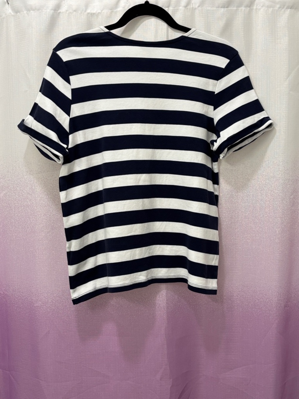 Nautica Striped Boatneck Top with Gold Button Detail - Navy & White - Picture 6 of 6
